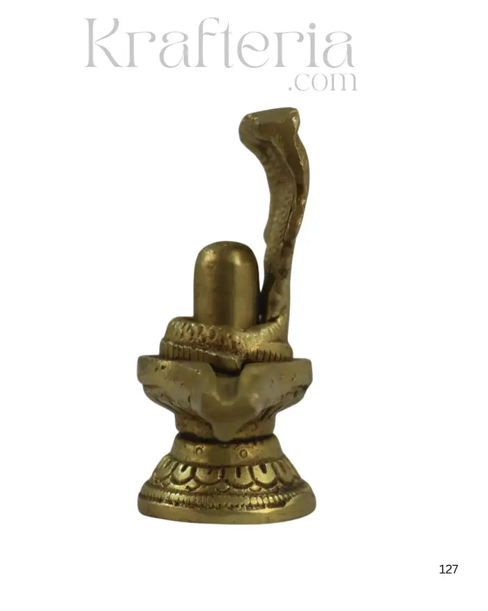 Brass Shivalingam with Serpent Hood – Spiritual Idol for Worship   Brass Ware