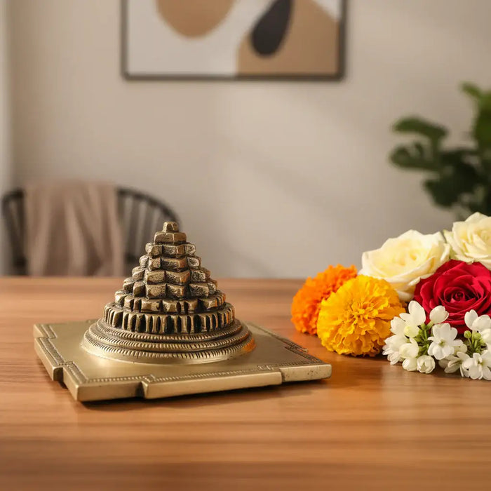Solid Brass Shree Chakra Meru for auspicious pooja and Vastu prosperity.