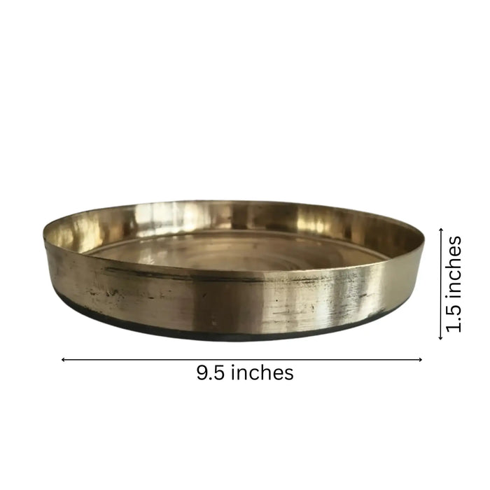 Classic Indian brass ritual plate with smooth finish