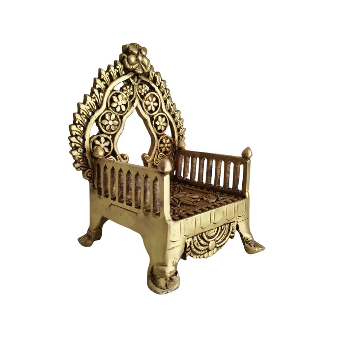 Brass Miniature Throne Simhasan – Handcrafted Traditional Indian Simhasana for Idols   Brass Ware