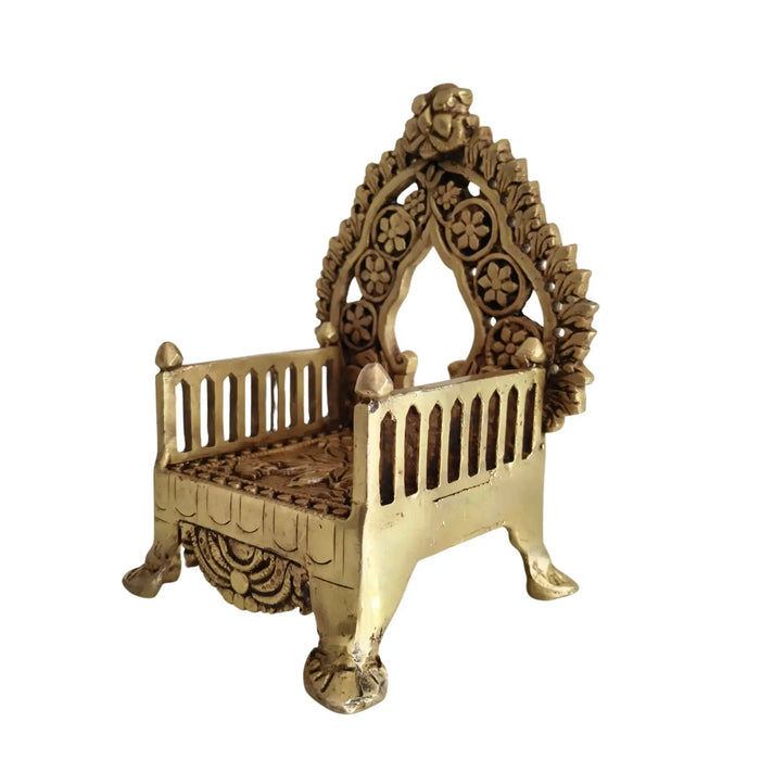 Brass Miniature Throne Simhasan – Handcrafted Traditional Indian Simhasana for Idols   Brass Ware