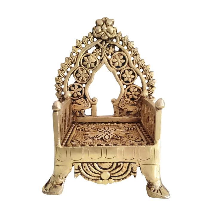 Brass Miniature Throne Simhasan – Handcrafted Traditional Indian Simhasana for Idols   Brass Ware
