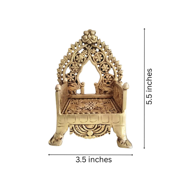 Brass Miniature Throne Simhasan – Handcrafted Traditional Indian Simhasana for Idols   Brass Ware