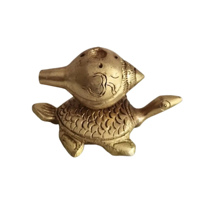 Brass Tortoise Agarbatti Stand with Shankh Holder   Brass Ware