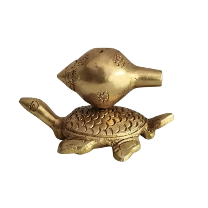 Brass Tortoise Agarbatti Stand with Shankh Holder   Brass Ware