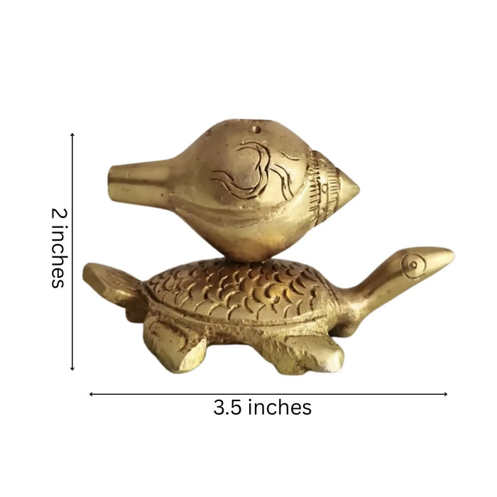 Brass Tortoise Agarbatti Stand with Shankh Holder   Brass Ware