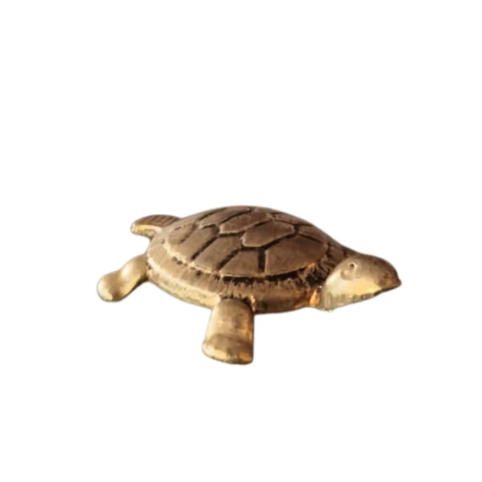Arts & Crafts decorative brass tortoise sculpture with intricate details.