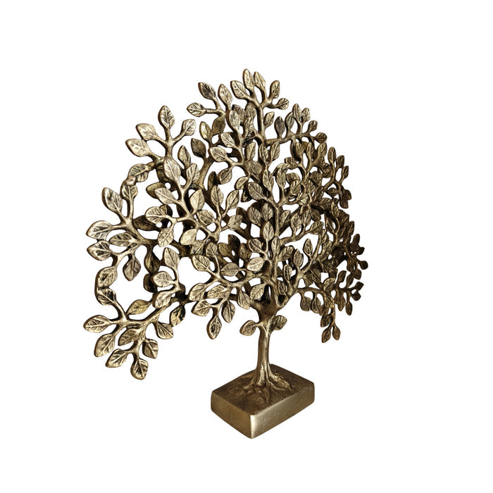 Antique brass Kalpavrisham sculpture, gold tabletop art by Krafteria.