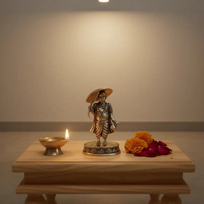 Brass Vamana Avatar Idol: Lord Vishnu in the Form of the Dwarf Brahmin | Baman Avtar   Brass Ware