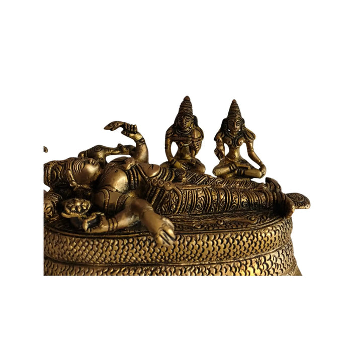 Brass Vishnu Ananta Shesha Statue – Lord Vishnu Resting with Goddess Lakshmi & Bhudevi   Brass Ware