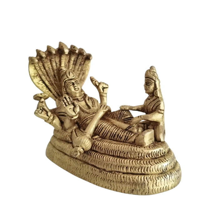 Brass Vishnu Anantha Shayana Idol – Vishnu on Sheshnag with Lakshmi Statue   Brass Ware
