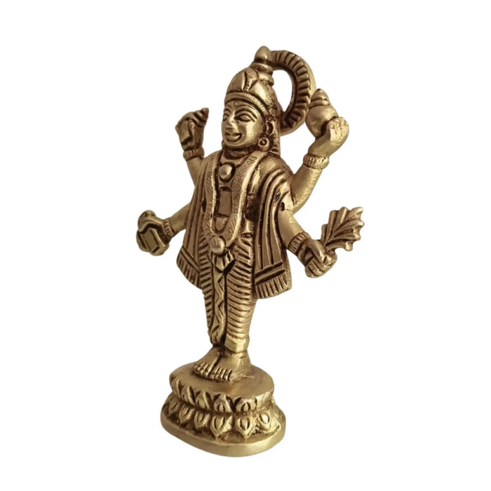 Brass Vishnu Idol – Four-Armed for Pooja & Home Decor   Brass Ware
