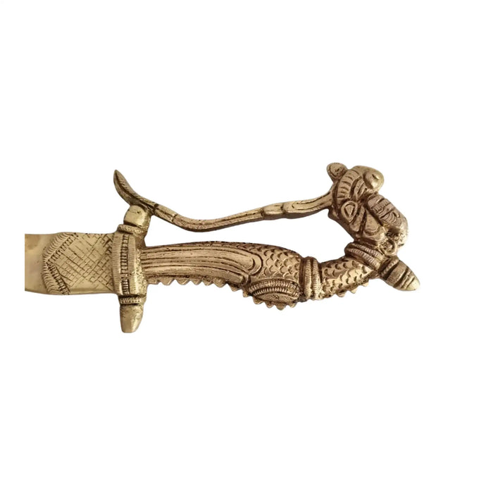 Brass Yali Decorative Dagger | Mythical Guardian Decor Knife   Brass Ware