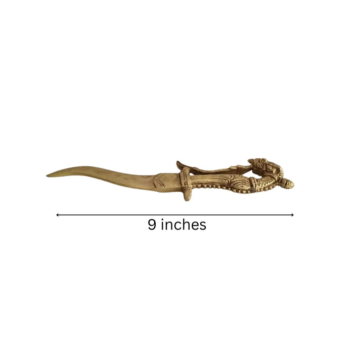 Brass Yali Decorative Dagger | Mythical Guardian Decor Knife   Brass Ware