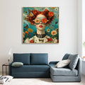 BRIDGET WITH FLOWERS & BUTTERFLIES BRUSHED PAINT CANVAS FRAMED WALL DECOR