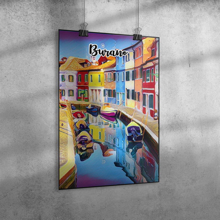 Burano Italy Art Poster Painting 20" x 30"