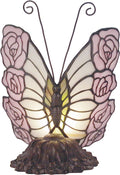 Butterfly Lamp Pink Rose Large - Mosaic Stained Glass - Leadlight