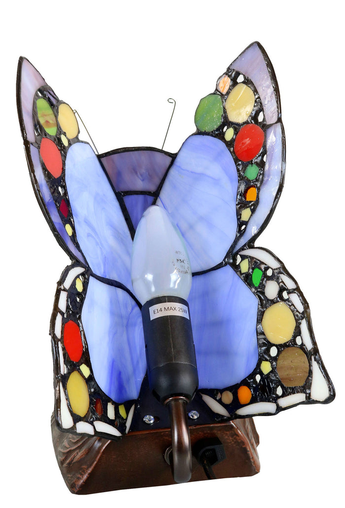 Butterfly Lamp Purple Spotted Large - Mosaic Stained Glass - Leadlight
