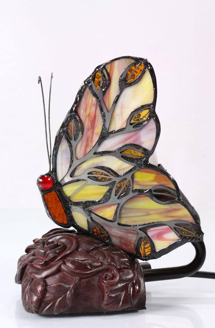 Butterfly Lamp Red - Mosaic Stained Glass - Leadlight