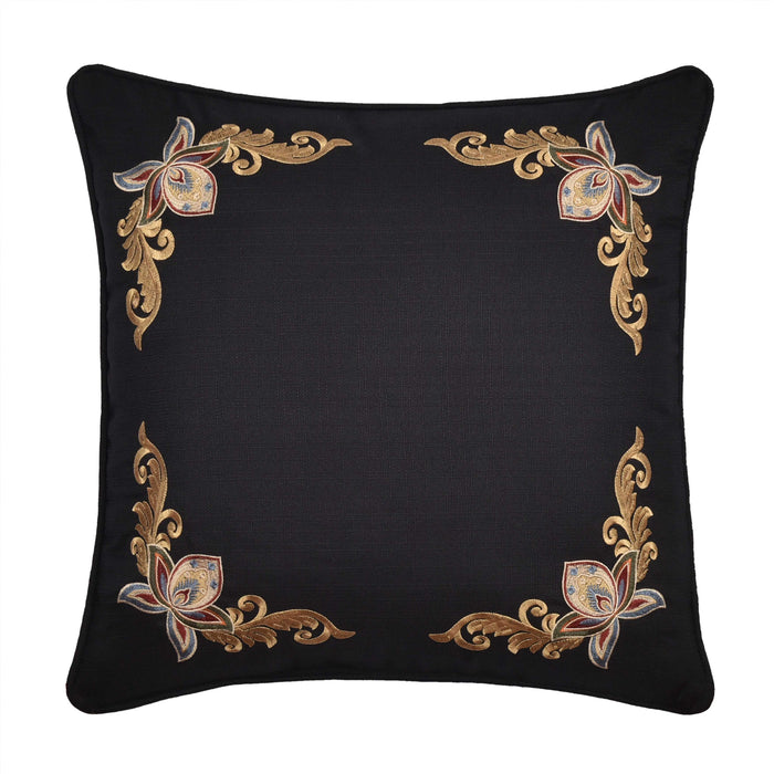 Calabria Black Square Decorative Throw Pillow 18" x 18" Throw Pillows By J. Queen New York