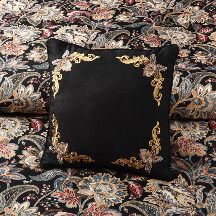 Calabria Black Square Decorative Throw Pillow 18" x 18" Throw Pillows By J. Queen New York