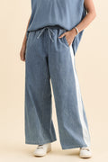 Callie Blue Contrast Denim Jogger Pants,Brunette model,alt text|model:MJ