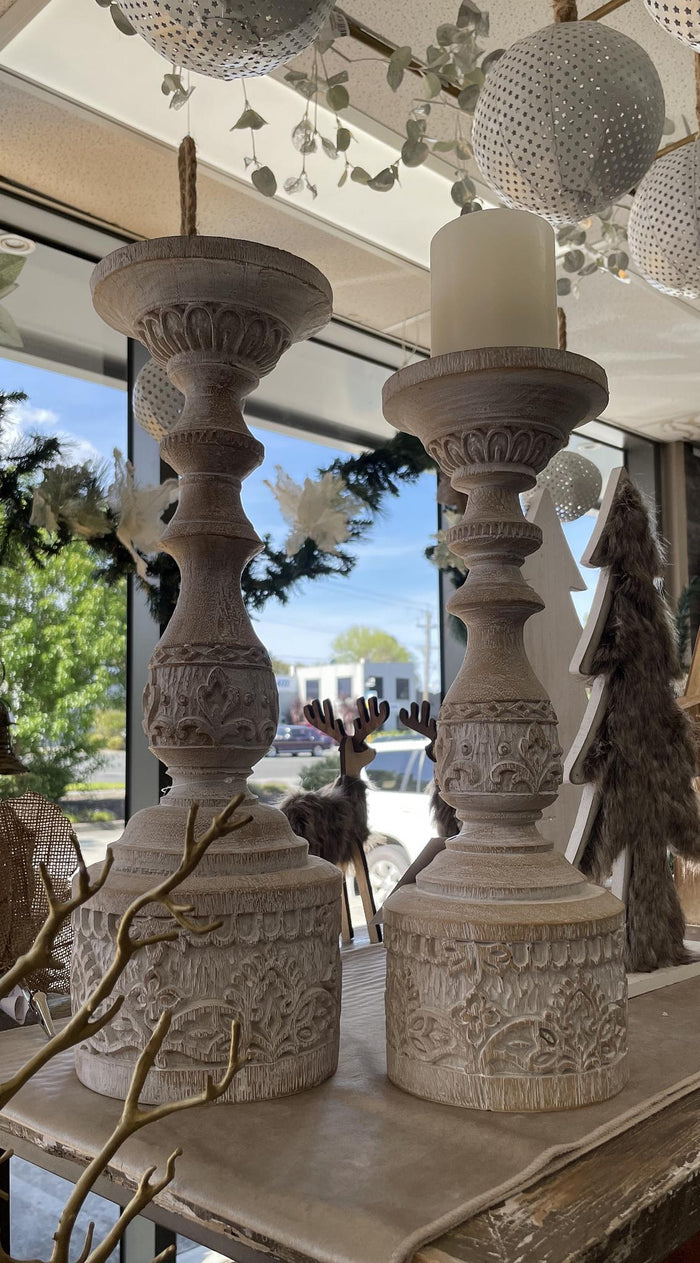 CARVED BOHO CANDLE HOLDER - SMALL