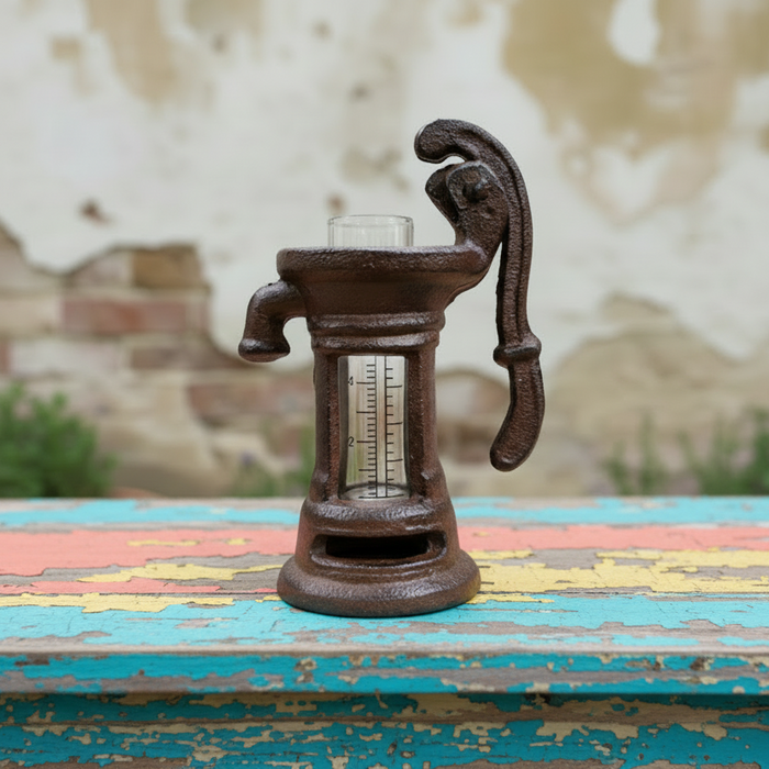 CAST IRON ANTIQUE WATER PUMP RAIN GAUGE