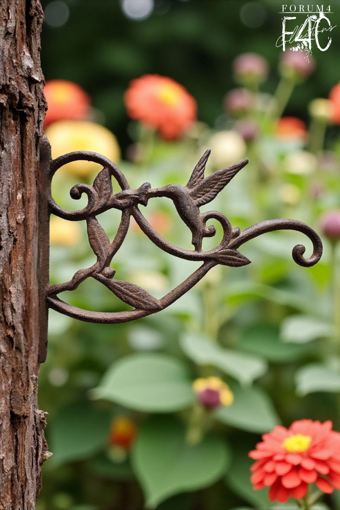 CAST IRON METAL HUMMINGBIRD WALL BRACKET HOOK