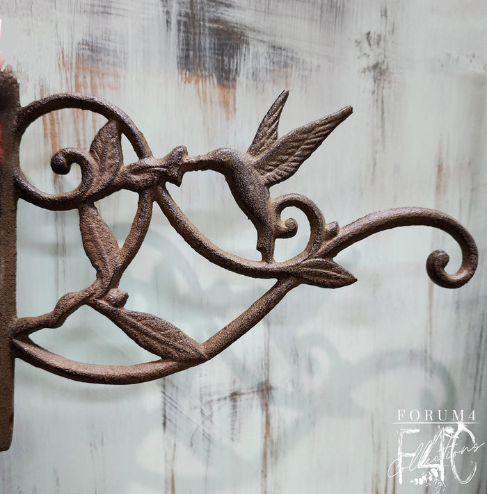 CAST IRON METAL HUMMINGBIRD WALL BRACKET HOOK