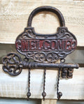 CAST IRON METAL WELCOME LOCK & KEY ENTRY HOOKS