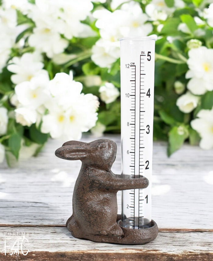 CAST IRON SINGLE RABBIT RAIN GAUGE