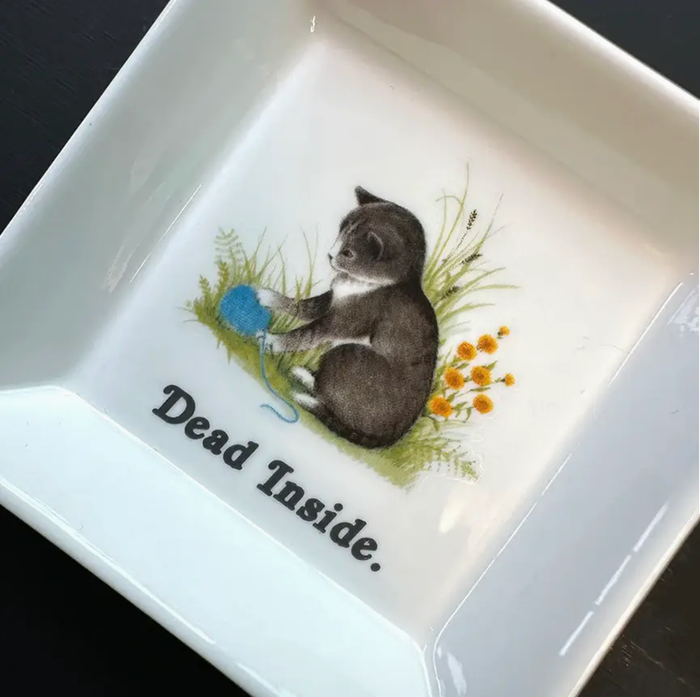 Dead Inside Cat Trinket Tray