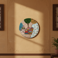 Cheriyal Bathukamma Pooja Painting – Round Ethnic Wall Art   wall decor