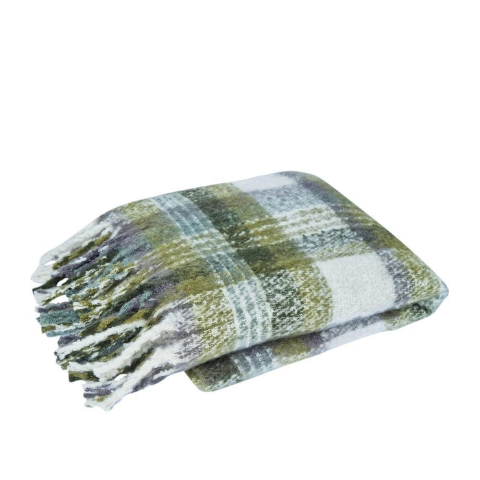 CLASSIC FARMHOUSE FAUX MOHAIR THROW BLANKET - FOREST GREEN
