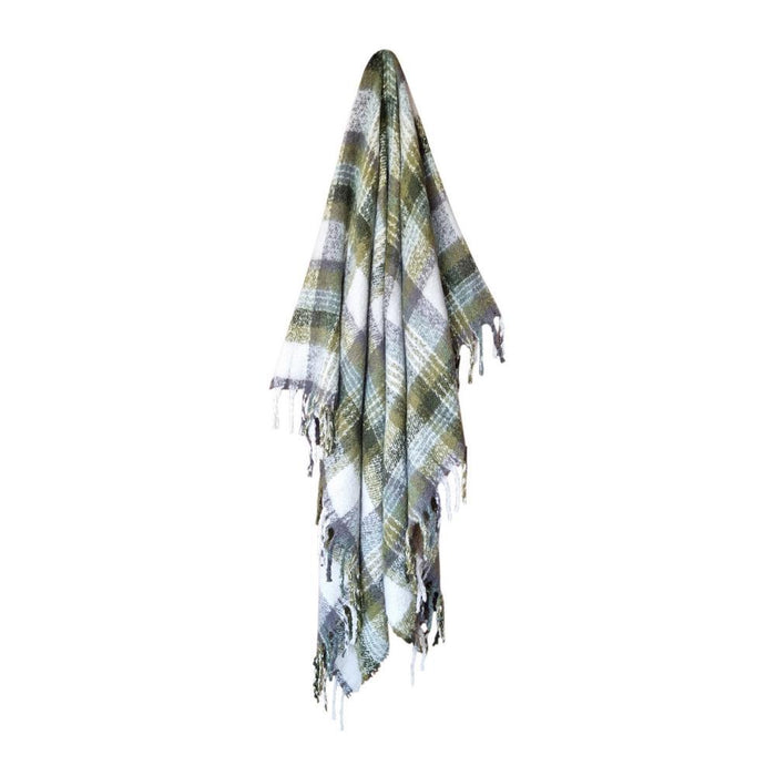 CLASSIC FARMHOUSE FAUX MOHAIR THROW BLANKET - FOREST GREEN