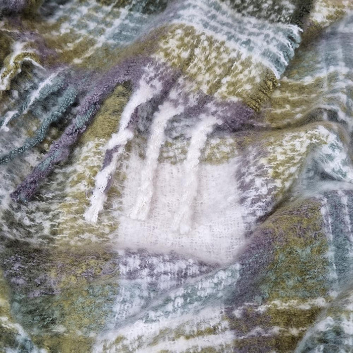CLASSIC FARMHOUSE FAUX MOHAIR THROW BLANKET - FOREST GREEN