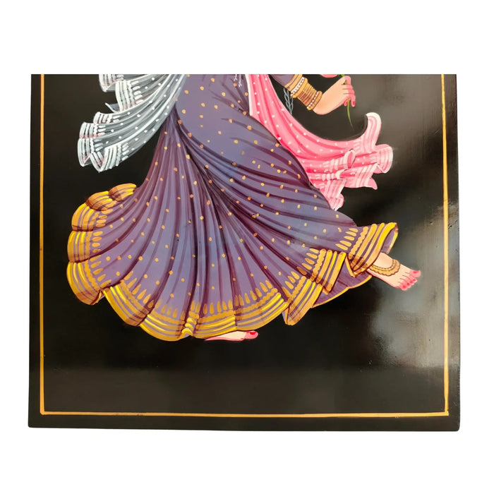 Classical Dancer with Lotus in Nirmal painting style.