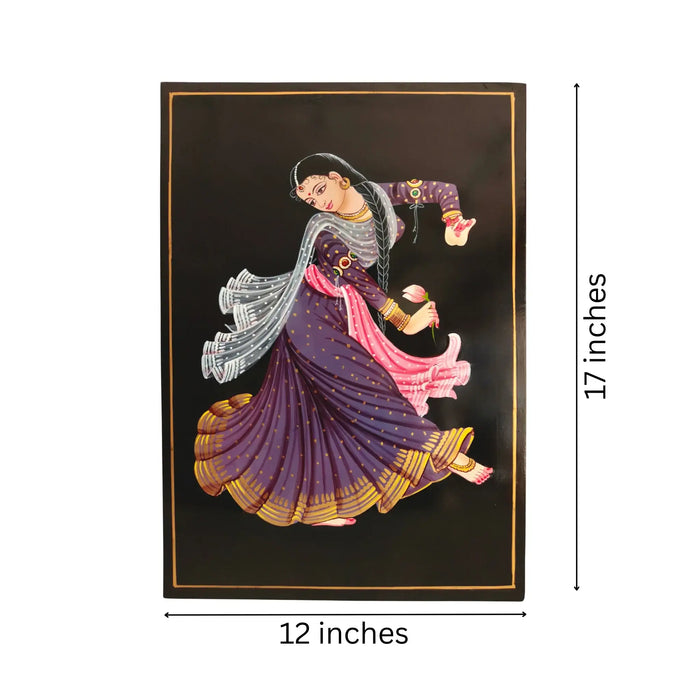 Classical Dancer with Lotus in Nirmal painting style