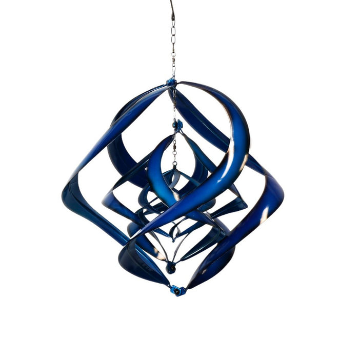 COBALT BLUE TRIPLE HANGING WIND SPINNER