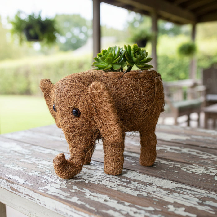 COIR RATTAN ANIMAL PLANTER - ELEPHANT