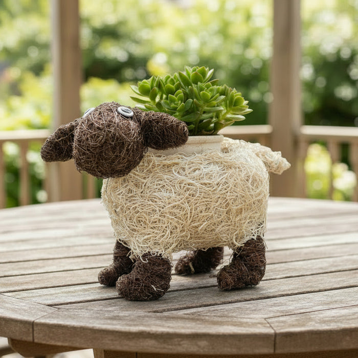 COIR RATTAN ANIMAL PLANTER - SHEEP