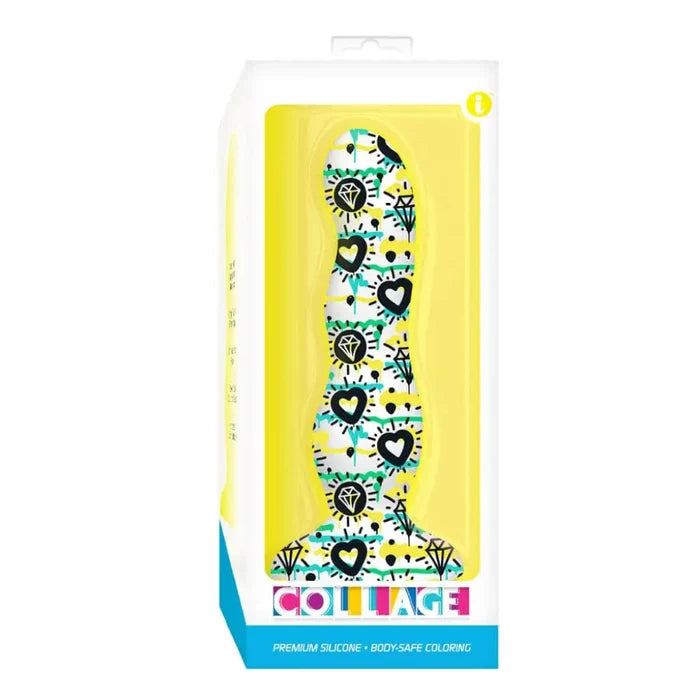 Collage Diamonds & Hearts Curvy Silicone Dildo - Rolik®
