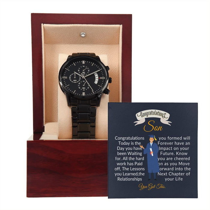Congratulations Son-Black Chronograph Watch