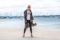 COTTON KIMONO / BATHROBE -  Bird of paradise - Black