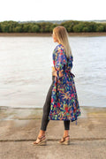 COTTON KIMONO / BATHROBE -  Bird of paradise - Royal Blue