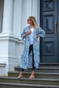 COTTON KIMONO / BATHROBE - Bohemian Art Blue & White
