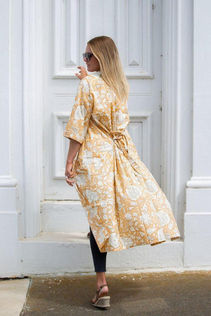 COTTON KIMONO / BATHROBE - Golden Posies