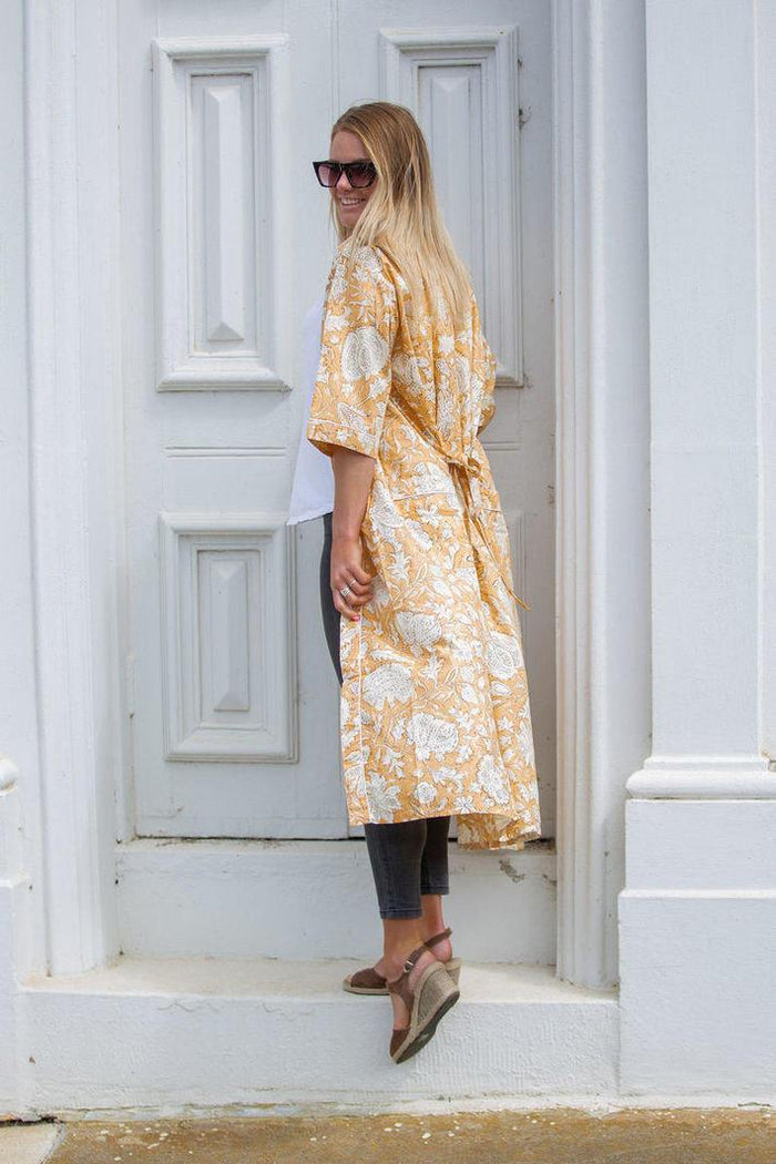 COTTON KIMONO / BATHROBE - Golden Posies