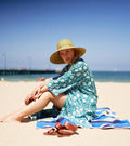 COTTON KIMONO / BATHROBE - Green Envy Blooms